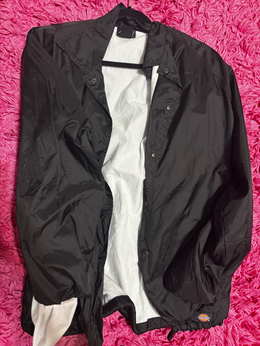Dickies Black Lightweight Raincoat with Snap Closure